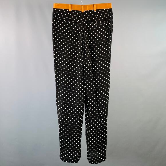 HAIDER ACKERMANN Size 30 Black White Polka Dot Viscose Silk Casual Pants - Picture 3 of 5